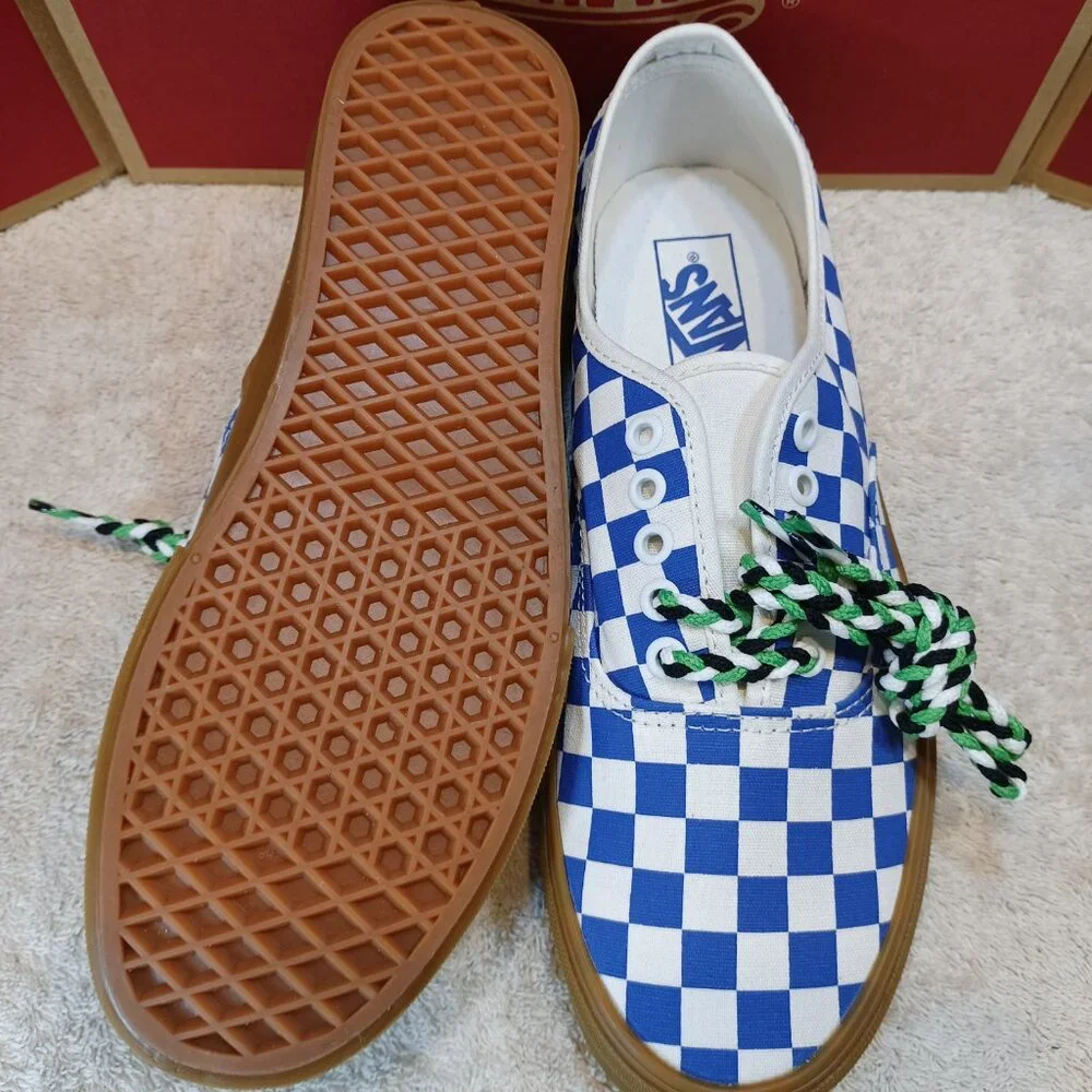 Vans Men's 8/Women's 9.5 Authentic Blue/Gum Checkerboard VN0009PVY6Z